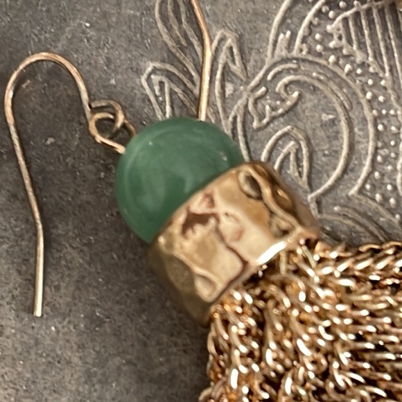 Pair of rosé quartz and green jade pierced earrings two different semi precious - Picture 14 of 14